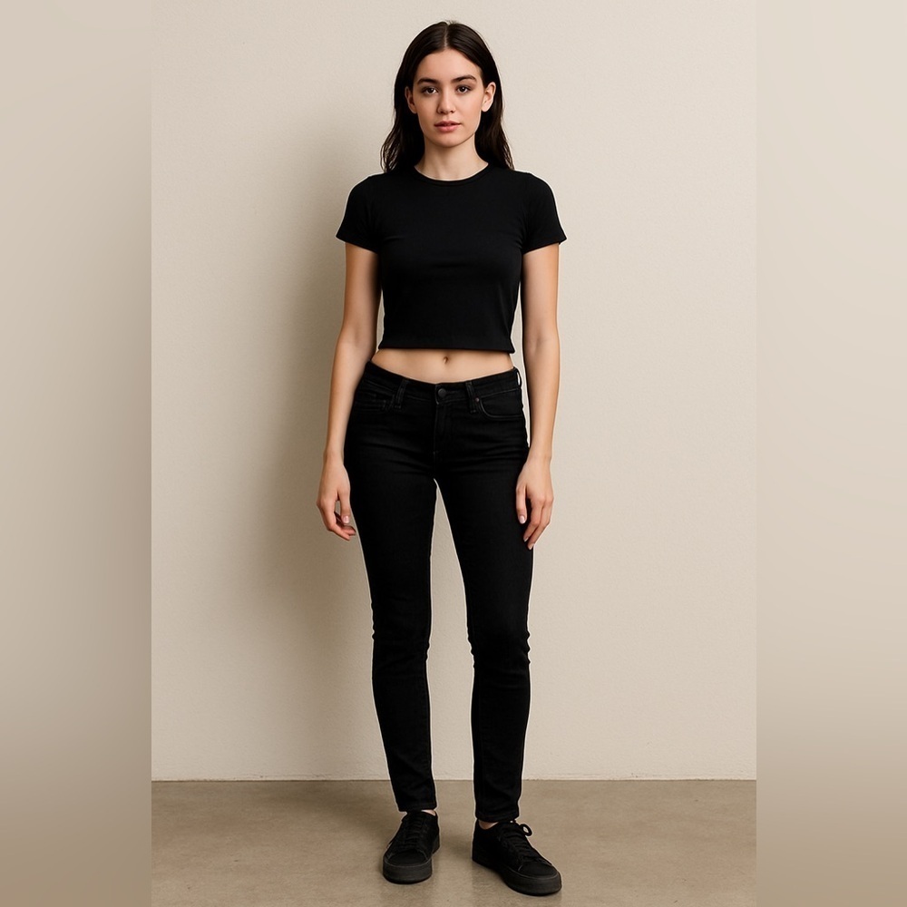 GAP Black Low Rise Skinny Jeans 28R Women’s Y2K Stretch Denim biker moto 30x28